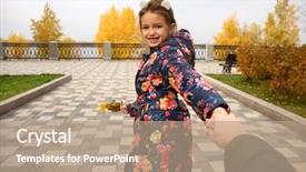  Presentation with automobile driver hand hold steering - Amazing PPT layouts having follow me beautiful little girl backdrop and a coral colored foreground