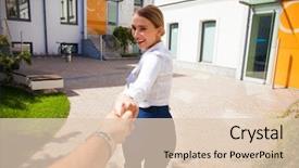  Presentation with street - Presentation theme having follow me young beautiful blonde background and a lemonade colored foreground