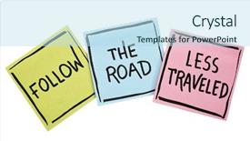  Presentation with black road - Audience pleasing slide deck consisting of follow the road less traveled backdrop and a  colored foreground