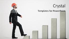  Presentation with orange - PPT layouts featuring follow up - businessman in orange hardhat following background and a white colored foreground