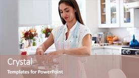  Presentation with millennial - Slide set having follow up - millennial hispanic woman breaking egg background and a coral colored foreground