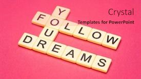  Presentation with personal development - Beautiful presentation design featuring follow-your-dreams-inspirational-crossword backdrop and a coral colored foreground