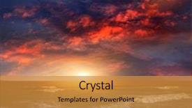  Presentation with sun blue sky and ocean - Presentation theme consisting of folly beach ocean sunset landscape background and a gold colored foreground