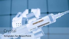  Presentation with gene - PPT theme featuring fomivirsen-personalized-gene-therapy-syringe background and a light blue colored foreground