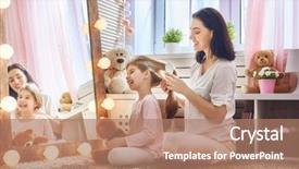  Presentation with family children - Colorful slide set enhanced with fond - happy loving family mother is backdrop and a coral colored foreground