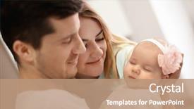  Presentation with new parents at home baby - Theme featuring fond - young parents with baby background and a coral colored foreground