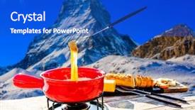  Presentation with mountain view - Slide deck consisting of fondue cheese swiss winter ski background and a cobalt blue colored foreground