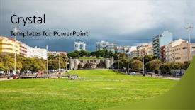  Presentation with park - Presentation theme having fonte luminosa at alameda park background and a  colored foreground