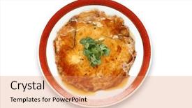  Presentation with crab - Colorful slide deck enhanced with foo - chinese omelet with crab meat backdrop and a coral colored foreground