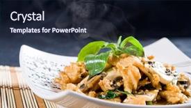  Presentation with mushroom - PPT theme with foo - chinese stir fry chicken background and a wine colored foreground