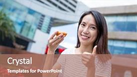  Presentation with egg - Presentation design consisting of foo - woman having egg tart background and a  colored foreground