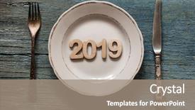  Presentation with 2019 - Slides with food - 2019 concept on empty plate background and a gray colored foreground