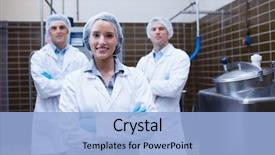  Presentation with factory - Beautiful PPT theme featuring food - biologist team standing smiling backdrop and a light blue colored foreground