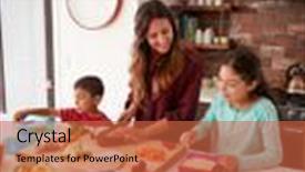  Presentation with school children - Slide deck having eating - children helping mother to make background and a red colored foreground