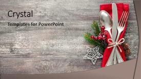  Presentation with christmas holidays - PPT theme having food - christmas table place setting holidays background and a light gray colored foreground