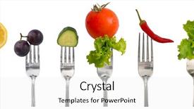  Presentation with vegetables - Amazing PPT layouts having food - collection of forks with vegetables backdrop and a white colored foreground