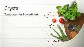  Presentation with wooden board for oktoberfest - Theme having food - composition with wooden board background and a cream colored foreground