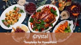  Presentation with roasted chicken - PPT theme having food - concept of christmas or new background and a red colored foreground