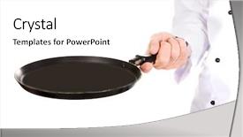  Presentation with frying - Audience pleasing PPT theme consisting of chef's hand with fry backdrop and a white colored foreground