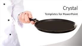  Presentation with frying - Amazing presentation having chef's hand with fry backdrop and a white colored foreground