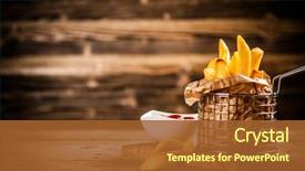  Presentation with french fries - Presentation enhanced with food - french fries on wooden table background and a red colored foreground