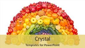  Presentation with rainbow - Audience pleasing presentation consisting of food - fruit and vegetable rainbow backdrop and a yellow colored foreground
