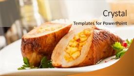  Presentation with rice hybridization - Presentation having fry s food - full chicken's breast with rice background and a lemonade colored foreground