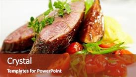  Presentation with potatoes plant - Colorful PPT layouts enhanced with food - glazed duck fillet mashed potatoes backdrop and a tawny brown colored foreground