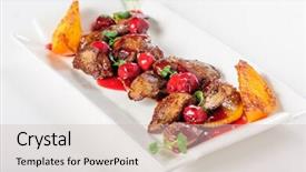  Presentation with liver 3d - Theme enhanced with fry s food - grilled chicken's liver with chery background and a soft green colored foreground