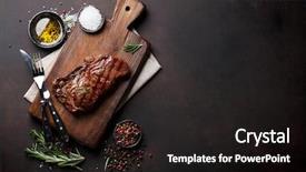  Presentation with spices - PPT theme featuring food - grilled ribeye beef steak herbs background and a wine colored foreground