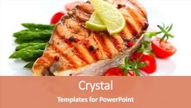  Presentation with salmon grilled fish salmon grilled - Theme consisting of food - grilled salmon with lime asparagus background and a coral colored foreground