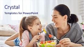  Presentation with daughter mother - PPT theme enhanced with food - happy loving family mother background and a sky blue colored foreground