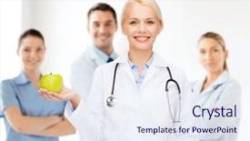  Presentation with green apple - Beautiful presentation theme featuring hands planting organic fresh agricultural lettuce backdrop and a tawny brown colored foreground