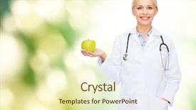  Presentation with green apple - Slide deck enhanced with emergenvy food - healthcare and medicine concept background and a soft green colored foreground