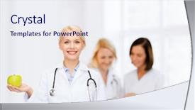  Presentation with green apple - Theme having emergenvy food - healthcare and medicine concept background and a sky blue colored foreground