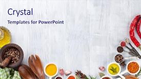  Presentation with spices - Presentation design with food - herbs and spices over wood background and a sky blue colored foreground