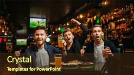  Presentation with beer - Audience pleasing slide set consisting of food - men at the table backdrop and a tawny brown colored foreground