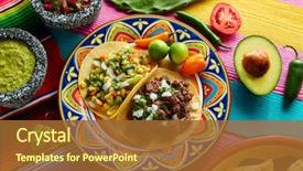  Presentation with sauces - Colorful PPT theme enhanced with food - mexican platillo tacos of barbacoa backdrop and a red colored foreground