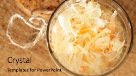  Presentation with fermented food - PPT layouts enhanced with fermented food - sour cabbage - sauerkraut background and a yellow colored foreground