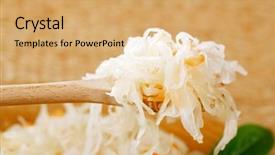  Presentation with fermented food - PPT theme consisting of fermented food - sour cabbage - sauerkraut background and a coral colored foreground