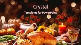  Presentation with thanksgiving dinner - Slides enhanced with food - thanksgiving dinner roasted turkey garnished background and a wine colored foreground