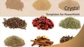  Presentation with green star - Colorful PPT theme enhanced with thai food - various kinds of spices backdrop and a coral colored foreground