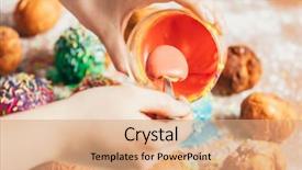  Presentation with process - PPT layouts with fry s food - woman's hand spooning orange frosting background and a  colored foreground