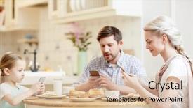  Presentation with smartphones - Cool new slide set with food addactive - all family using smartphones backdrop and a lemonade colored foreground