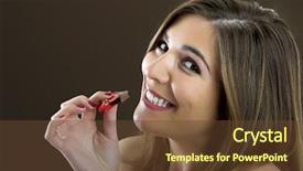  Presentation with chocolate - Cool new PPT layouts with food addactive - beautiful happy woman satisfying backdrop and a tawny brown colored foreground