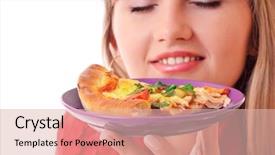  Presentation with pizza - Slides consisting of food addactive - beautiful woman with pizza background and a lemonade colored foreground