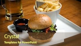  Presentation with hamburger - Amazing PPT layouts having food addactive - hamburger with fries and beer backdrop and a tawny brown colored foreground
