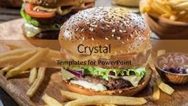  Presentation with french fries - PPT layouts having food addactive - hamburgers and french fries background and a red colored foreground