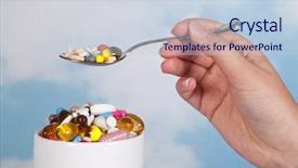  Presentation with elderly holding pills - PPT layouts featuring food addactive - hand holding a spoonful background and a lemonade colored foreground
