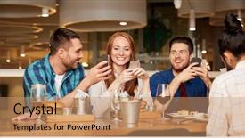  Presentation with dining restaurant - PPT layouts with food addactive - leisure technology lifestyle and people background and a coral colored foreground